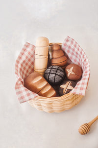 Little Monq Wooden bread set (handmade and painted) 7 pce set