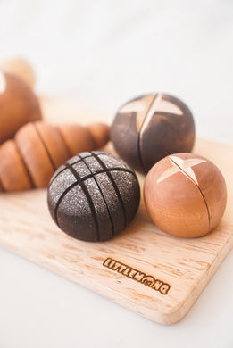 ON SALE Little Monq Wooden bread set (handmade and painted) 7 pce set