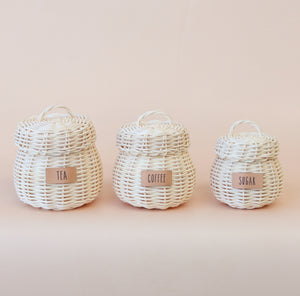 Rattan Tea + Coffee + Sugar set - 3 pce set ( extras add on)